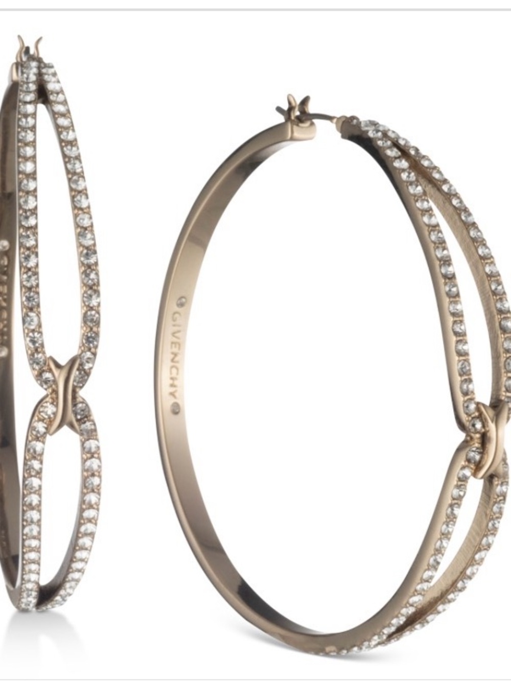 Givenchy Rose Gold Double-Row Crystal Hoop Earrings